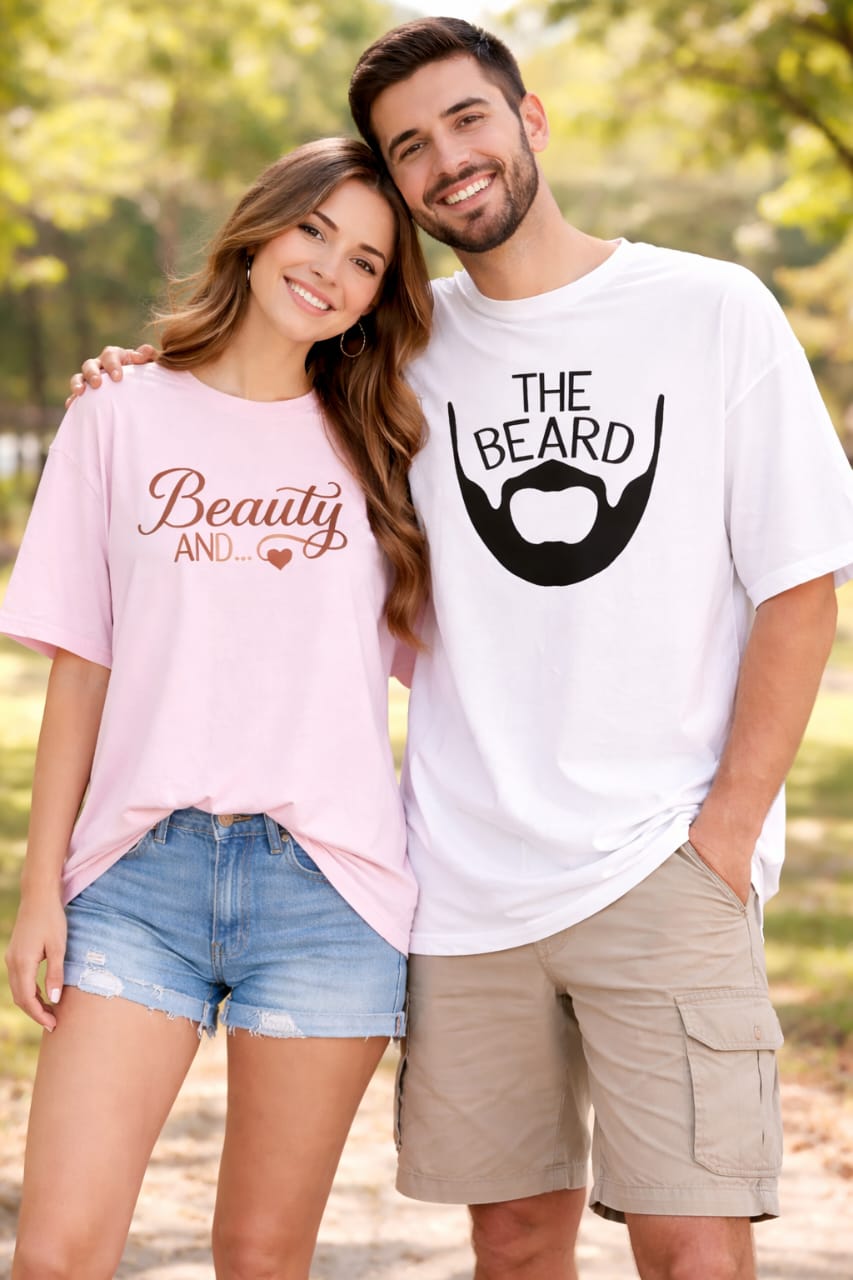 Valentine Special Couple T-Shirts | Beauty & The Beard Combo