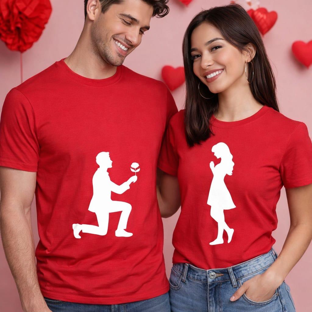 Romantic Proposal Couple T-Shirt Set ❤️