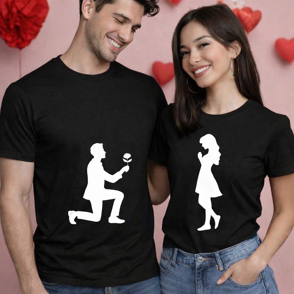 Romantic Proposal Couple T-Shirt Set ❤️